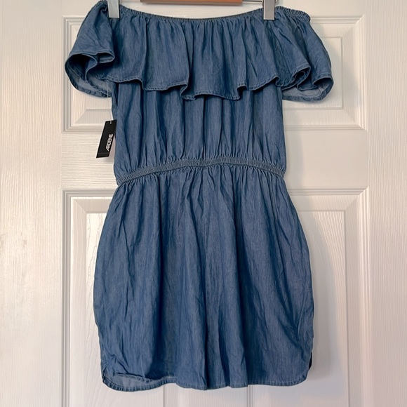 Denim Off Shoulder Romper M - Picture 7 of 8